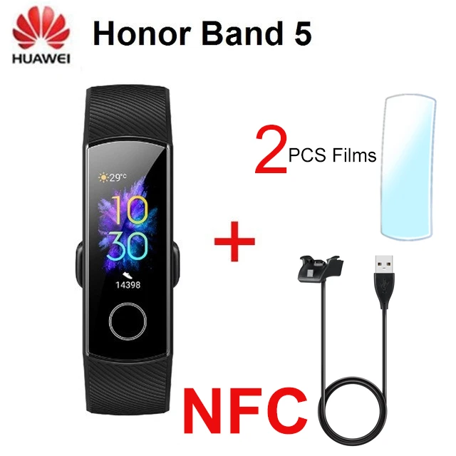 NFC 1 huawei Honor Band 5, версия NFC, сенсорный экран, смарт-браслет, фитнес-трекер, пульсометр, уровень кислорода в крови, смарт-браслет Honor Band 5 - Цвет: NFC 1