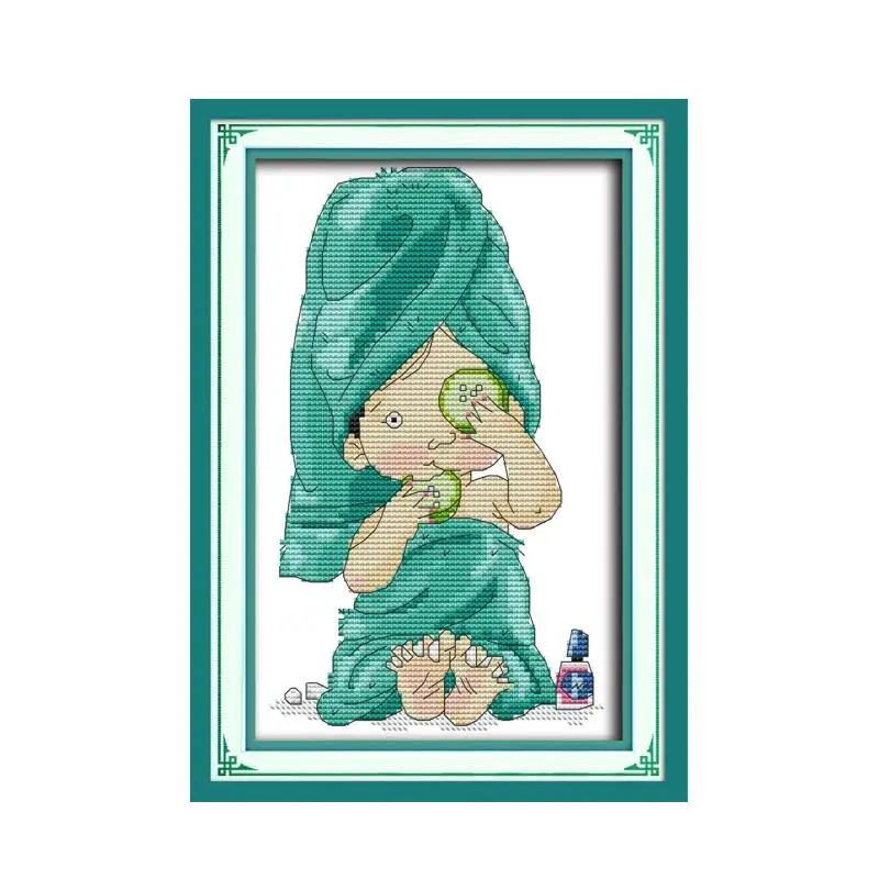 Beauty and manicure 14ct 11ct Cross Stitch Kit girl print canvas hand cross-stitching embroidery DIY handmade needlework