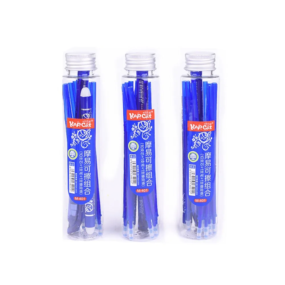 

1pc Nine refills+ One pen + One Eraser Erasable Pen 0.5mm Gel Pen Office Supplies Student Removed Friction