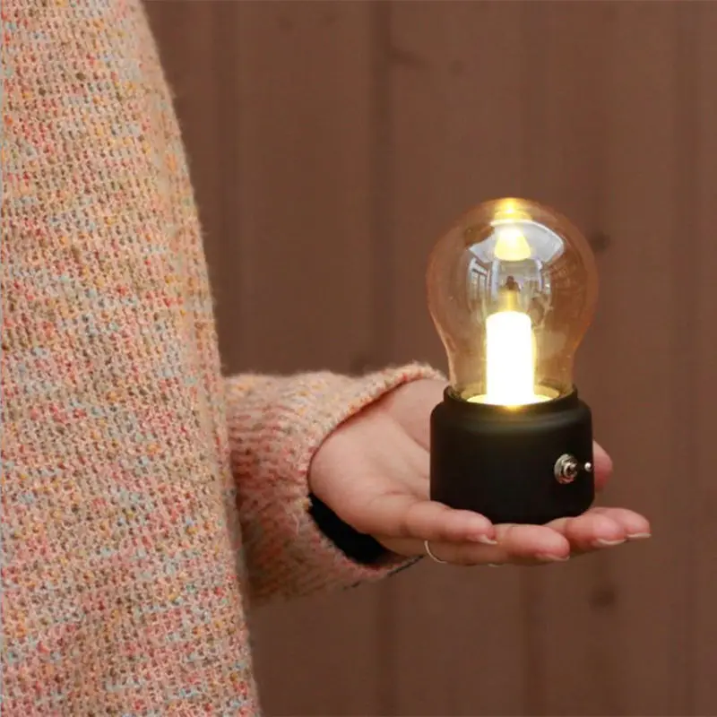 

Retro Chargeable Bulb Lamp LED Decoration Props Feeding Creative Home Bedroom Bedside Night Small Night Lamp