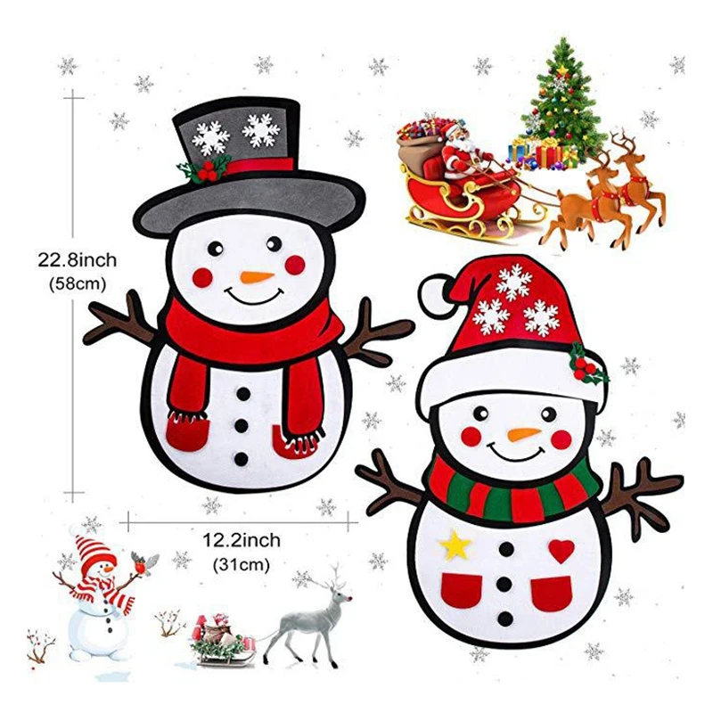 DIY войлочный снеговик, Рождественский игровой набор со съемными орнаментами, рождественские настенные Подвесные Подарки для детей, рождественские украшения, набор из 2 P
