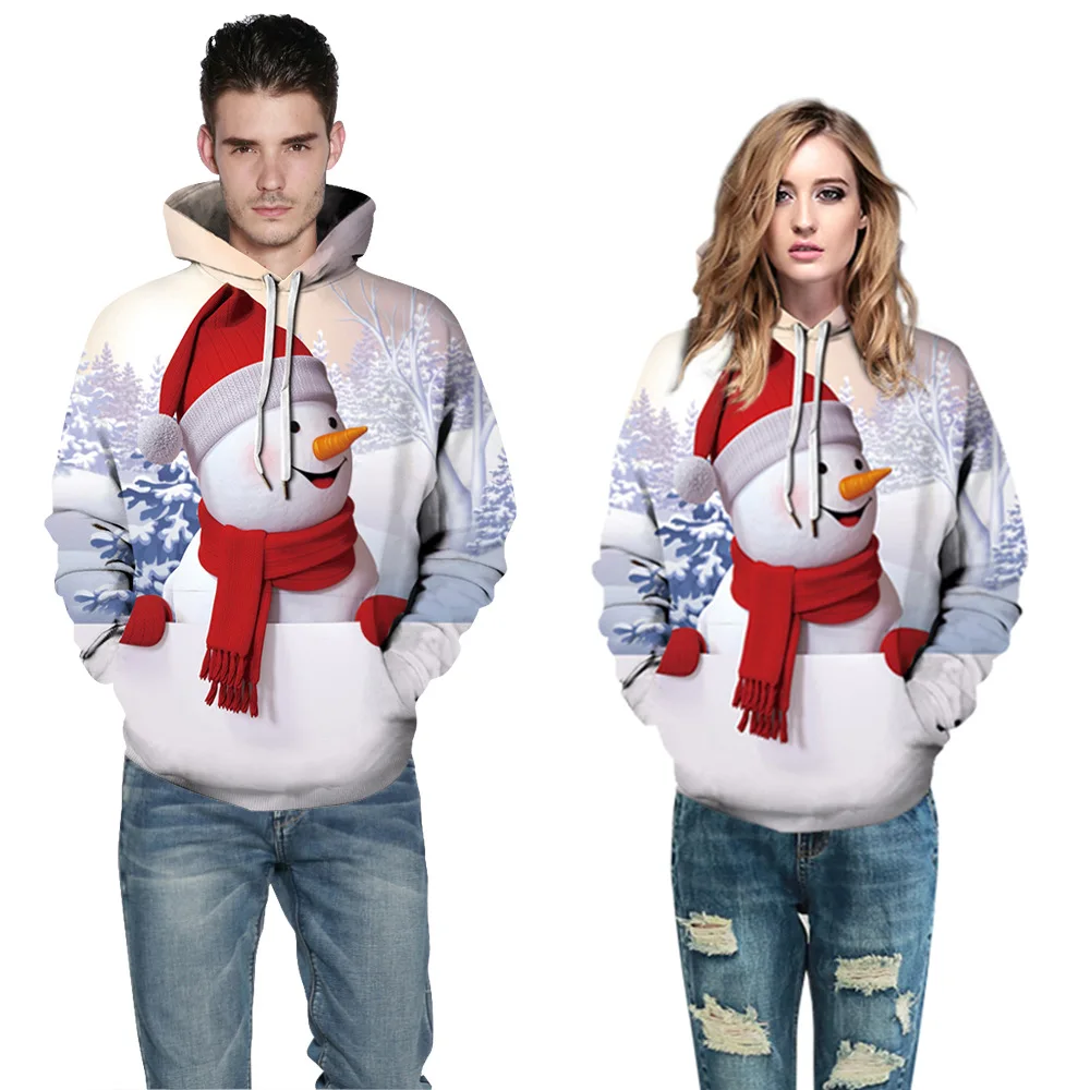 

X135 Men And Women Couple Hoodie Couple Hoodies Sweatshirt 2019 Explosion Models Autumn And Winter Snowman Digital Printing