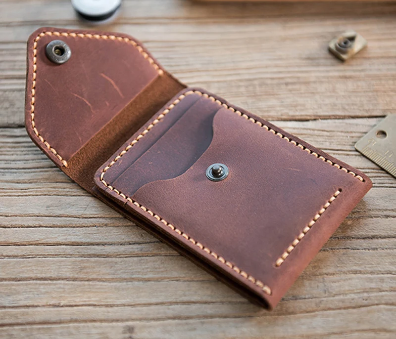 Wallet Card Holder Leather Wallet Vintag Handmade Crazy horse Genuine Leather Card Holder Men