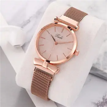

Leaves Dial Design 2020 Women Fashion Luxury Rose Gold Stainless Steel Watch With Mesh Strap Quality Classic Ladies Wristwatches