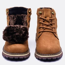 Зимняя обувь из кожи с натуральным лицевым покрытием мужские теплые зимние ботинки ручной работы размера плюс 38-50 мужские ботинки из коровьей кожи мужская обувь#8988
