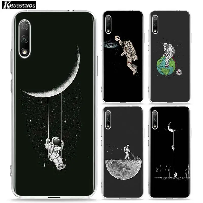 

Astronaut Space Moon Clear TPU Cover for Huawei Honor 10i 9X 8X 20 10 9 Lite 8 8A 7A 7C Pro Lite Phone Case