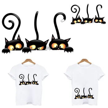 

Cute cat stripes applique on clothes heat-sensitive patches iron on transfers for clothing application of one anime patch tops