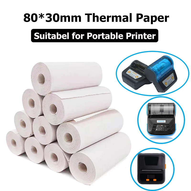 80mm Thermal Paper Roll Prefect Fit With Mini Portable Thermal Printer Compatible With Mobile Phone 20 Paper Roll