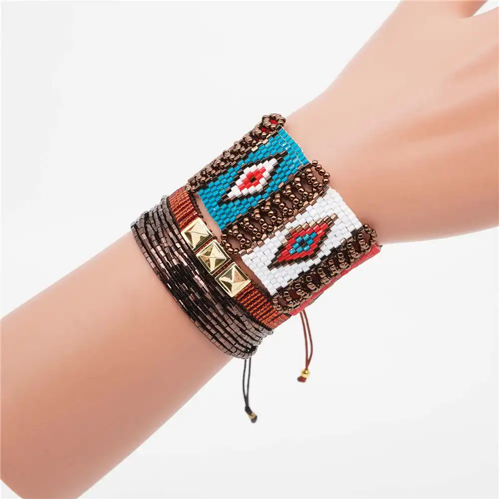 Браслет Go2boho MIYUKI с изображением сглаза женские браслеты в стиле бохо Женская мода