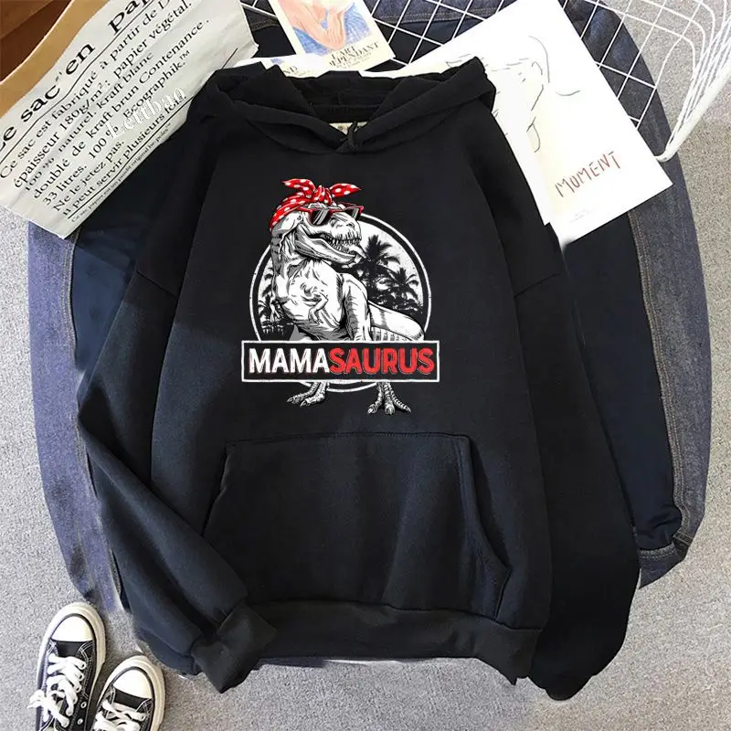 Masaurus-Sudadera con capucha para mujer, con estampado de dinosaurio, jerseys de gran tamaño, Harajuku, Kawaii, ropa informal suelta