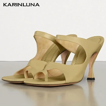 

Karinluna On Sale Large Size 43 Luxury Brand High Heel Flip Flops Party Summer Sandals Mules Pumps Women Shoes Woman