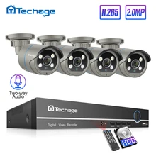 H.265 8CH 1080P HDMI POE NVR система видеонаблюдения Комплект двухсторонняя аудио 2MP AI ip-камера Открытый водонепроницаемый комплект видеонаблюдения