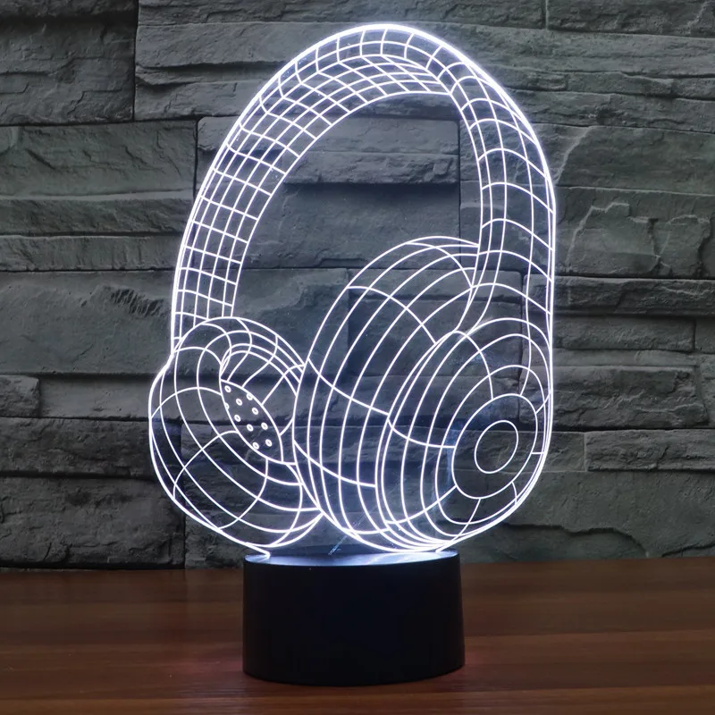 

2019 Foreign Trade New Style Earphones Colorful 3D Lamp LED Gradient Small Night Lamp Touch Switch Visual Stereo Lamp