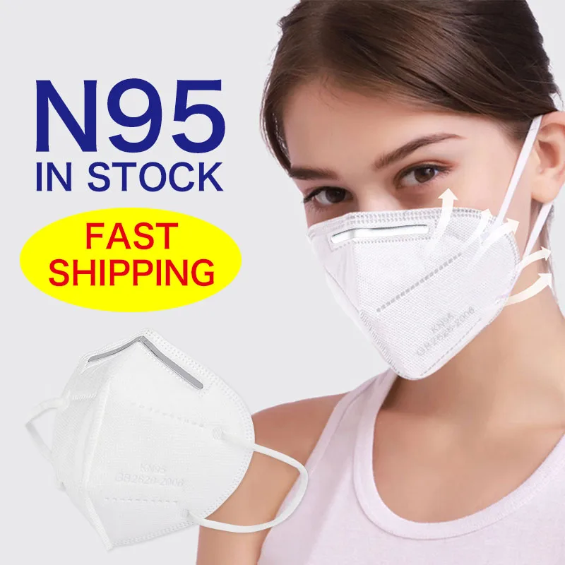 

100 PCS KN95 N95 Anti Dust Disposable Mask FFFP2 3-Layer Protection Masks Safety Breathing Respirator Ear loop Mouth Cover Masks