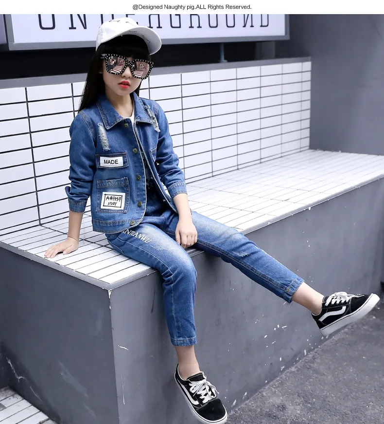 Autumn Kids Girls Clothes Set Korean Boys Clothing Sets Spring Denim Jacket For Girls Children Clothes Sets Kids Fashion