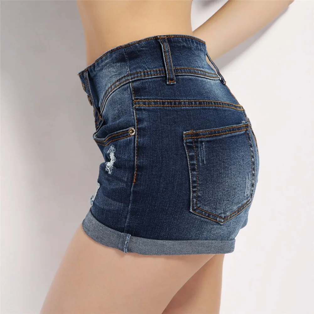 Nice Summer Autumn Denim Shorts Women Lady' Casual Sexy Ripped High Waist Jeans Shorts Women Clothing Large Size Short Jeans