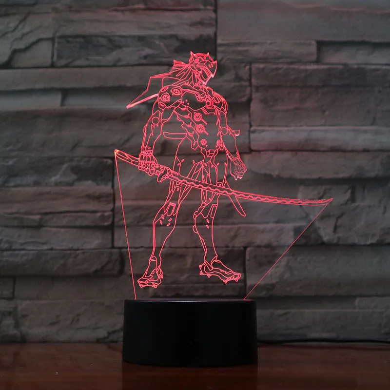 Игра Overwatch детский ночной Светильник СВЕТОДИОДНЫЙ Датчик Shimada Genji фигурка домашний Декор лампа праздничный подарок OW настольная Ночная лампа для спальни