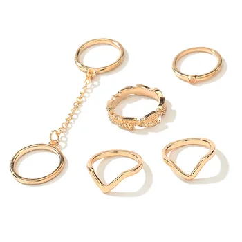 

CASHOU27 Personality Fashion Wild Ring Leaf Leaf V-shaped Stud Earring Set