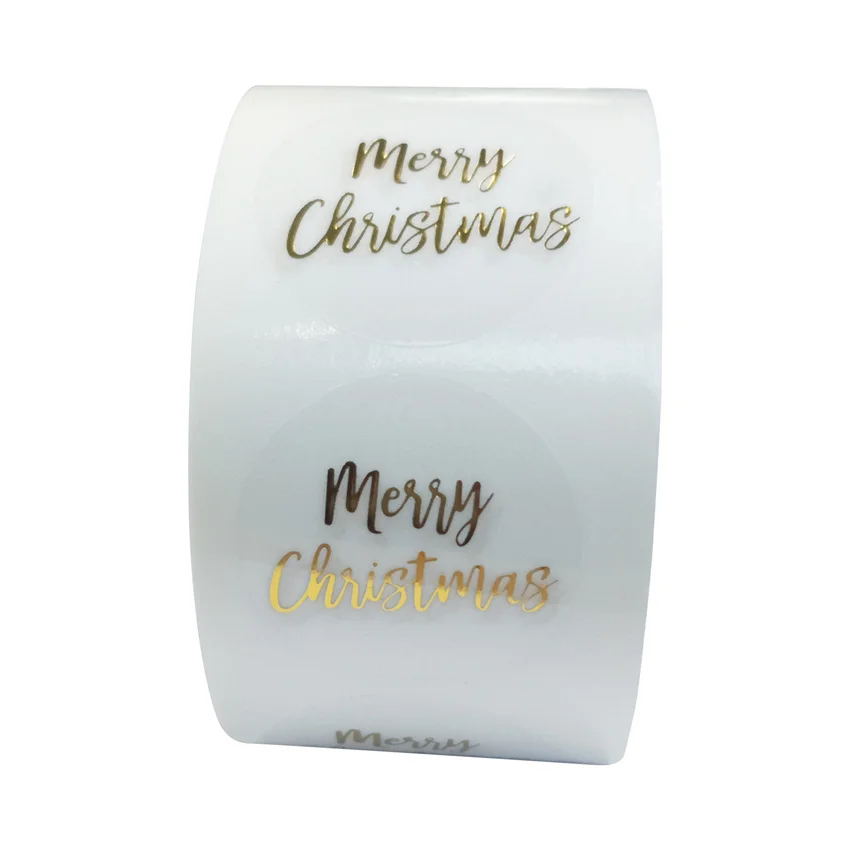 Round Clear Merry Christmas Stickers Sealing Label Stickers XMAS Cards Box Package Wedding Party Christmas Gifts 100-500pcs