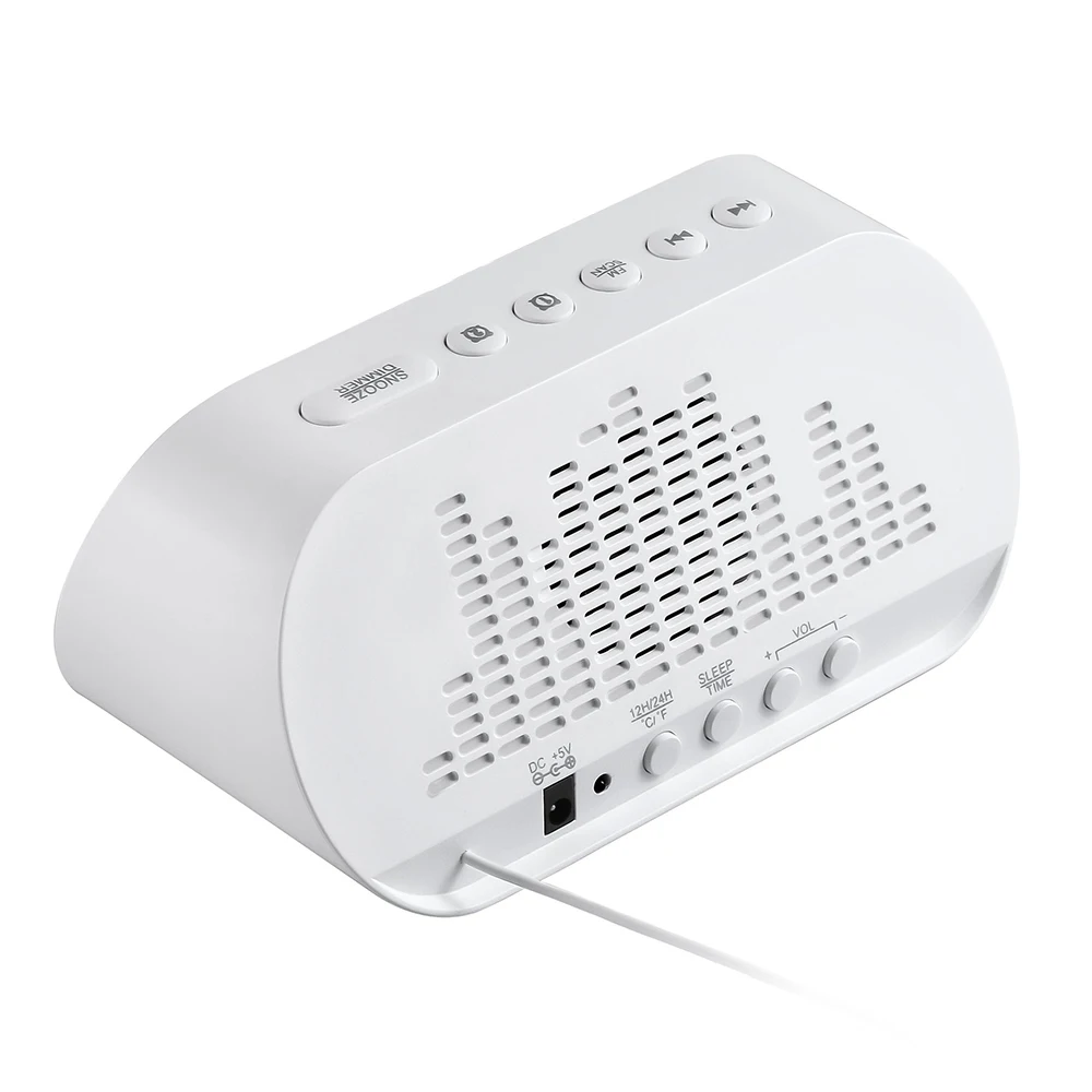 LCD Table Clock Rechargeable Alarm Clock 6 inch Screen Smart Wireless Radio Calendar Temperature Display Digital Clock