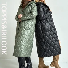 Toppies 2021 jesień zima nowy długi płaszcz kurtka damska ciepłe parki z kapturem wzrost jakości kobiet nieformalne okrycie wierzchnie