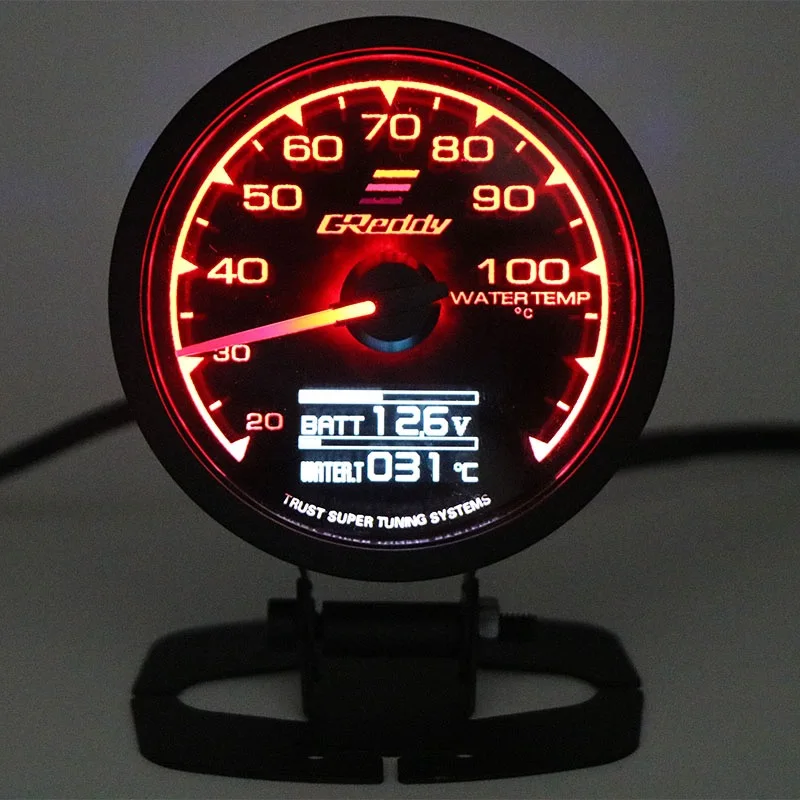 GReddi Boost Gauge Water Temp 7 Colors LCD Display Turbo Oil Pressure RPM Tachometer Racing Meter 62mm 2.5 Inch With Sensor 6