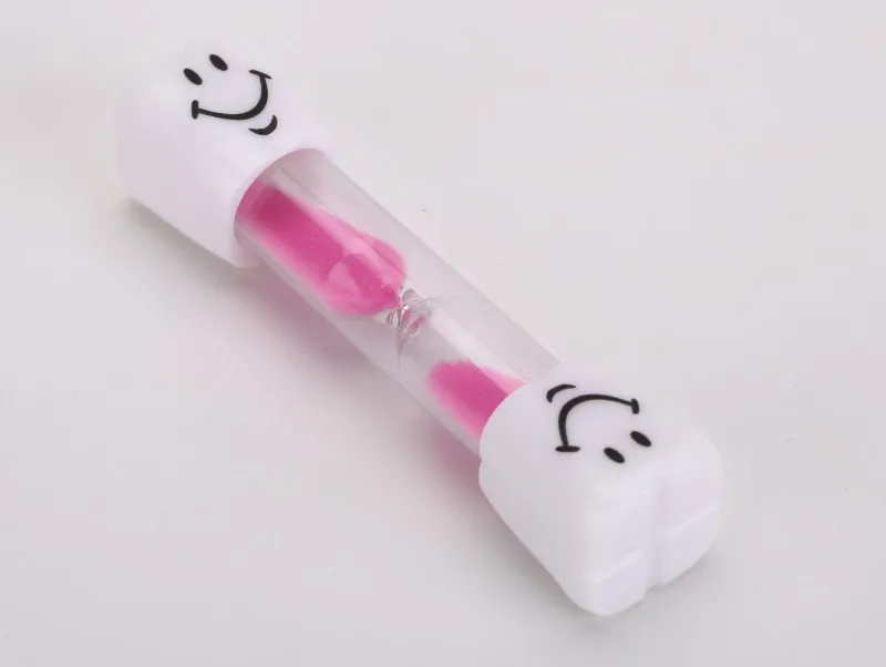 Pink Мини смайлик 3 минуты детская чистка песочные часы таймер пластиковые песочные часы креативный подарок - Цвет: Pink