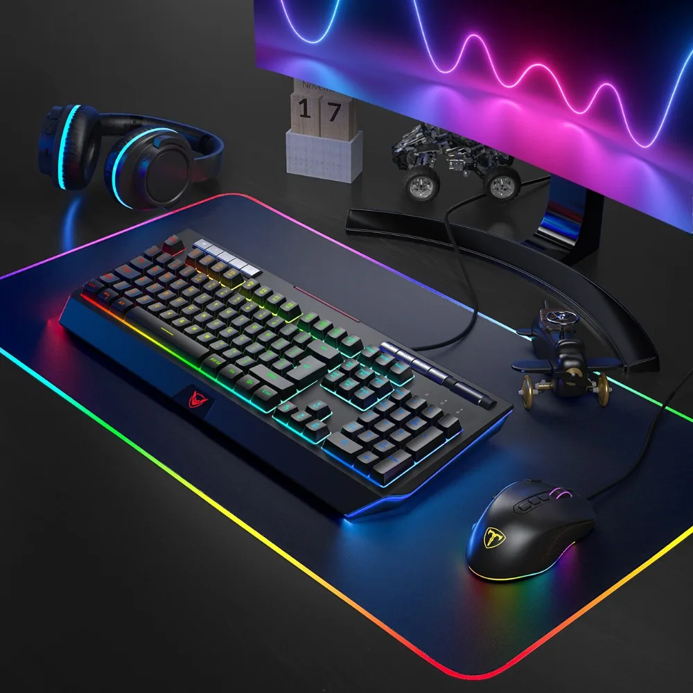 PICTEK PC245 Gaming Keyboard Wired Mechanical Feeling RGB Membrane Keyboard with Phone Holder 25 Anti-ghosting Key for PC Gamer (6)