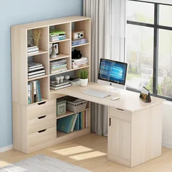 Bureau d'angle moderne, bibliothèque intégrée, bureau d'ordinateur avec huche, bureau d'étude, poste de travail universel pour PC 