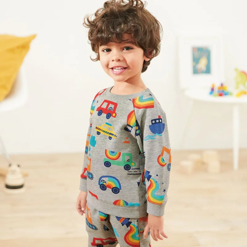 Детские комплекты одежды с динозавром; Весенняя хлопковая рубашка с рисунком и штаны; комплекты одежды с длинными рукавами для мальчиков; детские зимние комплекты