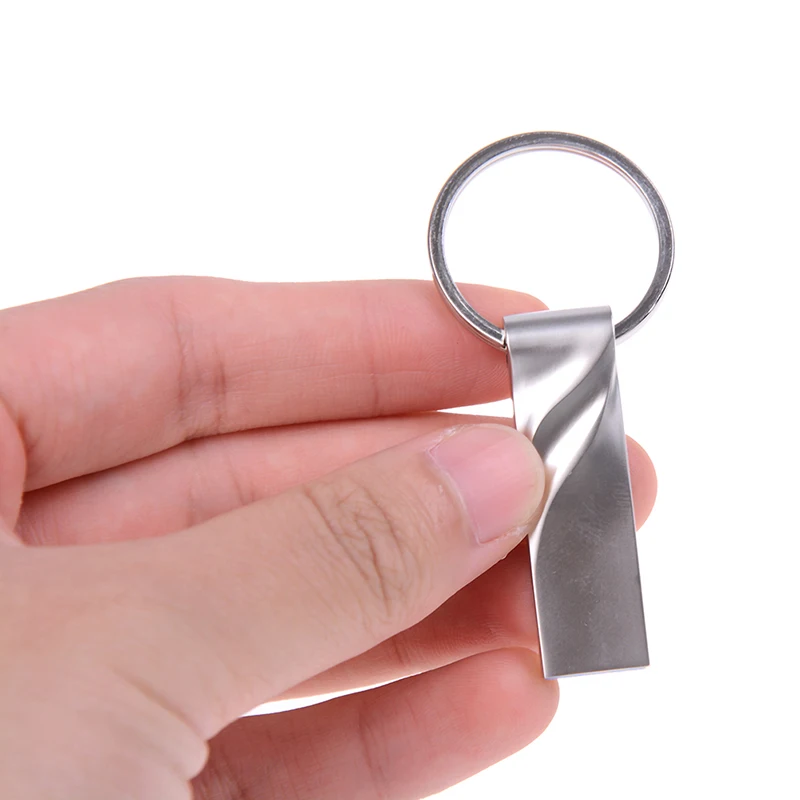 Серебристый металлический флеш накопитель Usb 2 0 16 ГБ с кольцом для ключей|USB