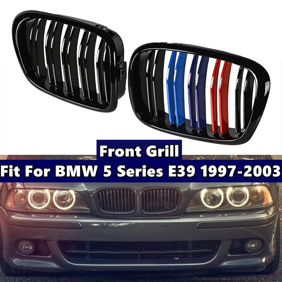 Parrillas Riñones Para BMW Serie 5 E39 Berlina Y Familiar 1995-2004, Plástico ABS Resistente, Diseño M5 Black Shadow