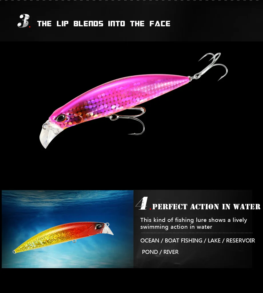 Bassland New Sinking Minnow Fishing Lure 30g 95mm Fishing Lures Sea Fishing Pesca Japan Hooks For Bass pike Hard Baits