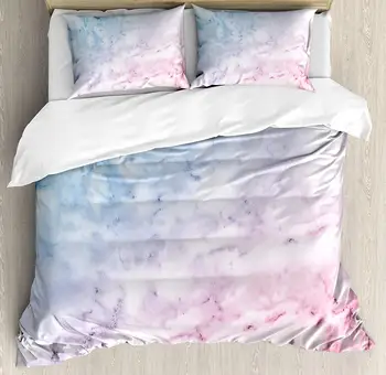 

Marble Duvet Cover Set Pastel Toned Cloudy Hazy Crack Lines Stained Antique Shabby Form Design Decorative 3 Piece Bedding Set