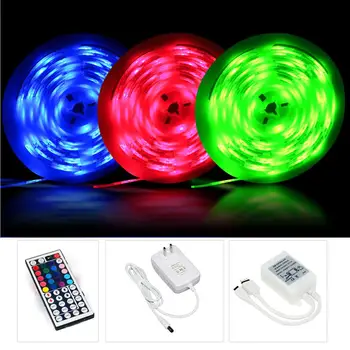 

YOLUXZM led strip light SMD 3528 RGB 12V1.5A 5M/16.4ft Flexible Rope Lights 44 keys Remote Control +Adapter