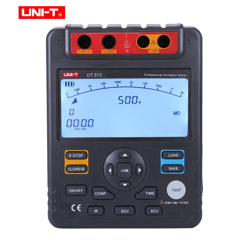 UNI-T UT512 цифровой тестер изоляции 2500 В Автоматический диапазон Вольтметр Мегаомметр PI/DAR хранение данных USB интерфейс lcd подсветка