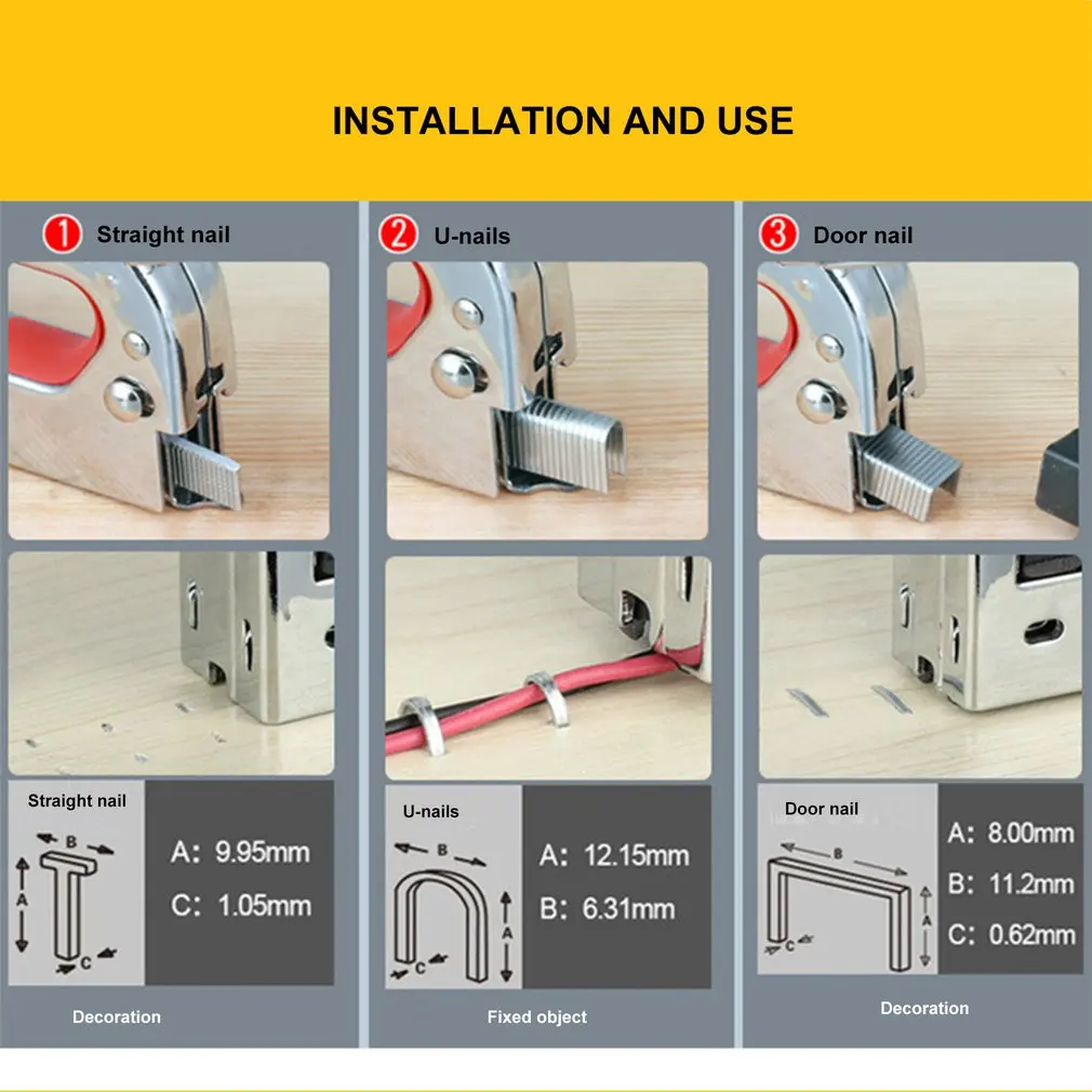 Гвоздь штапельного пистолета гвоздильщик мебель степлер для обивки обрамление деревянная дверная заклепка пистолет набор гвоздильщиков заклепка инструмент деревообрабатывающие инструменты