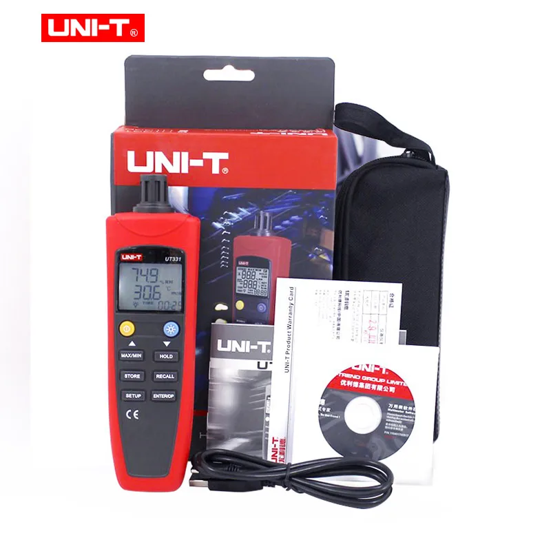 UNI-T UT331 цифровой термо-гигрометр Температура Влажность измеритель влажности тестер с ЖК-подсветкой и USB передачи программного обеспечения