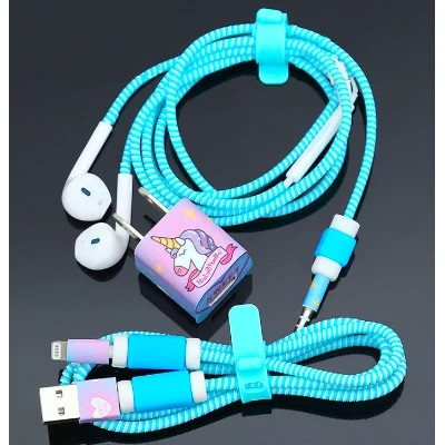 Прекрасный мультяшный usb-кабель DIY наклейки для зарядного устройства защитный чехол шнур защита провода крышка протектор для iPhone X/Xs зарядное устройство - Цвет: 015