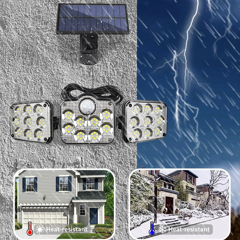 20w Solar Lights 108/122/138 LED Waterproof Outdoor Indoor Solar Lamp With Motion Sensor Adjustable Head Wide Lighting Angle