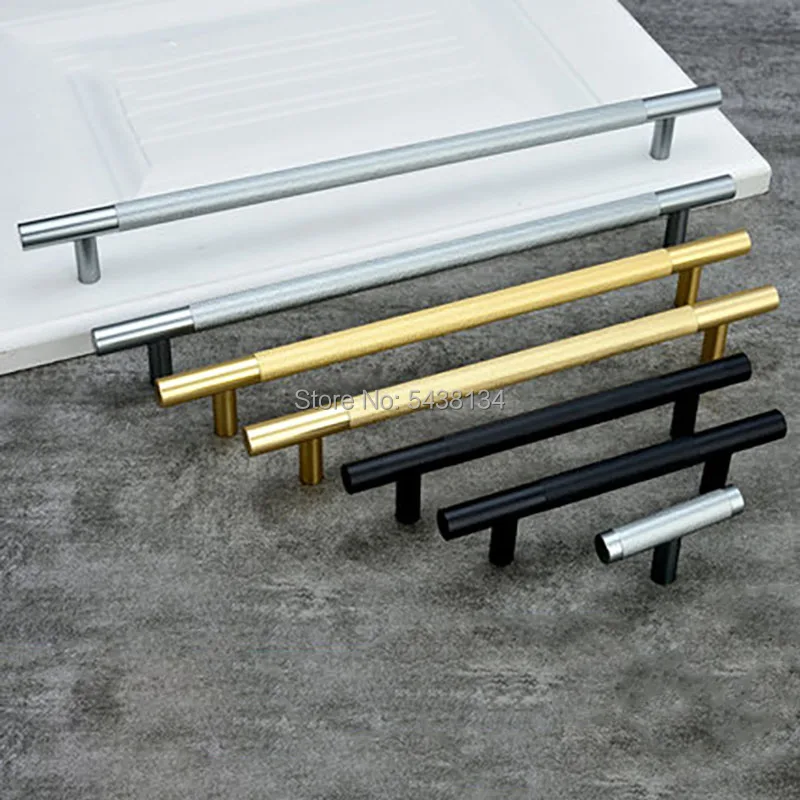 Золотая текстурированная алюминиевая ручка для шкафа черный/серебристый сплошной кухонный шкаф ручки мебельная дверная ручка выдвижной ящик