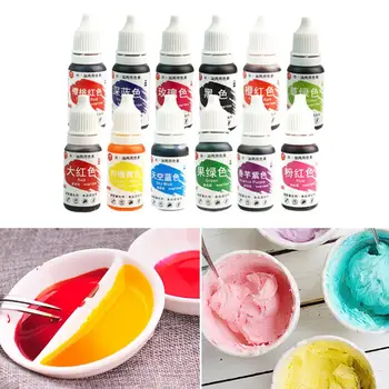 

12 Colors Color Pigment 10ml Natural Ink Food Coloring Cake Pastries Cookies DIY Craft Pigment Color Pigment for Pastries Cream