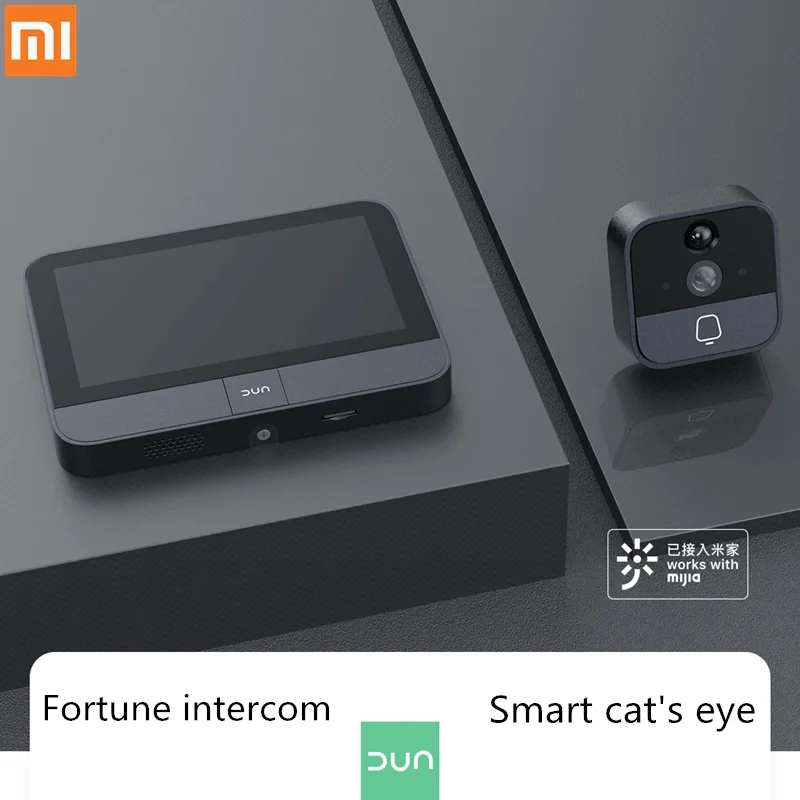 Xiaomi DUN умный дверной видео дверной звонок кошачий глаз Серый Mijia приложение управление перезаряжаемый ips дисплей 153 градусов широкоугольный сенсорный экран