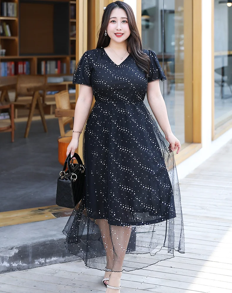 

Summer Dress Woman 4XL To 8XL Oversized Dresses Loose and Thin A-line Casual Long Party Dress T4988