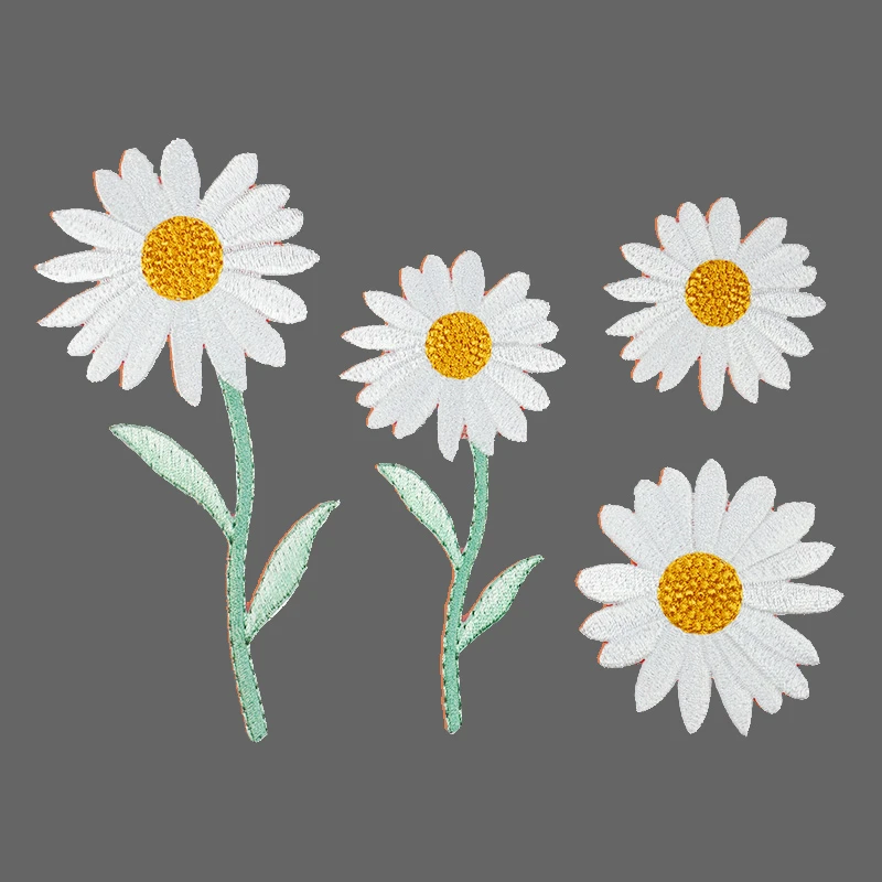 High Quality White Daisies Patches For Clothes Diy Stripes Iron On