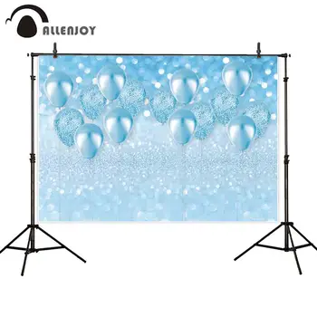 

Allenjoy bokeh glitter photographic backdrop sparkles hola sand blue balloons birthday newborn child party background photophone