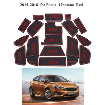 

17pcs For Ford Focus 2015-2018 Car Gate Slot Mat Anti Slip Cup Cushion Interior Accessories