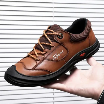 

2019 Men Casual Leather Shoes Men Leather Shoes Work Safety Shoes Winter Waterproof Hiking Shoes Business Formal Flats