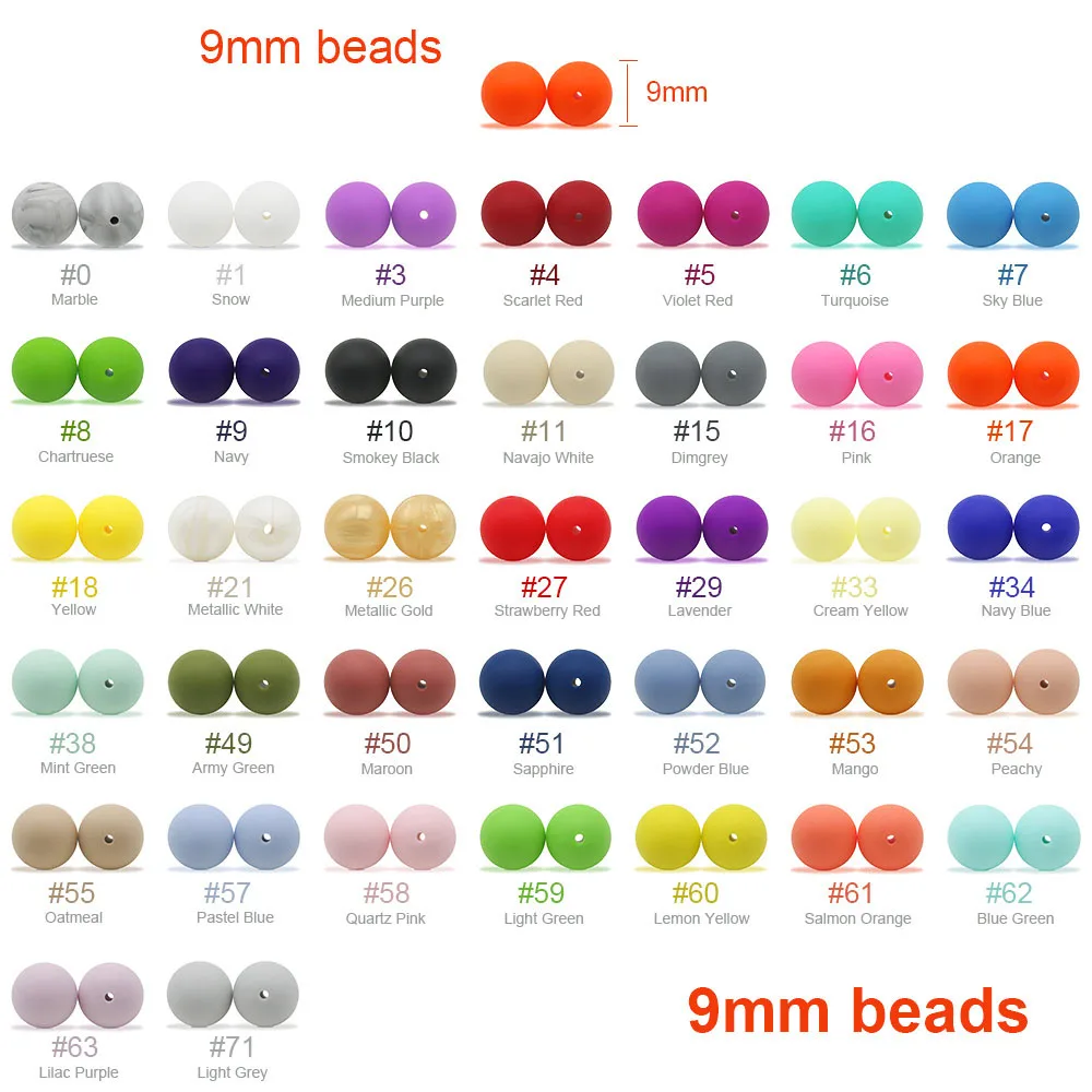 Silicone Round Beads 9MM Baby Teething Chewable Beads DIY Baby Rodent Pacifier Chain Toys Accessories Goods teething toys silicone teething toys baby teething toys silicone beads silicone teether silicone teething beads 20Pcs