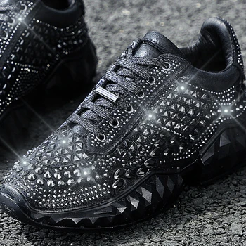 

Women Bling Glitter Sneakers Casual Crystal Shoe Women Zapato De Mujer White Platform Sneaker Bling Chaussures Femme Rhinestone